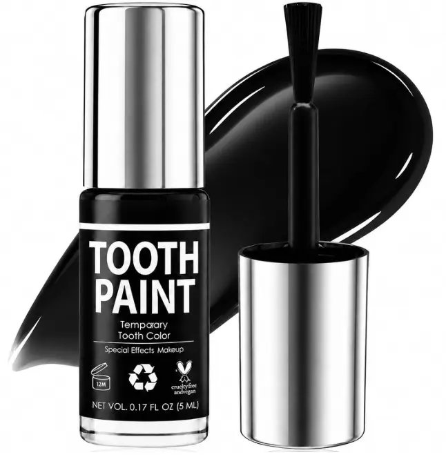 Black Tooth Paint, Temporary Teeth Color for Halloween Makeup, 0.17 fl oz
