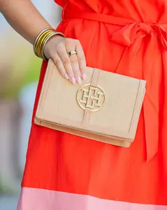 Cecilia Circle Logo Handbag Natural