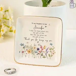 Personalized Daughter In Law Ring Dish, New Bride Jewelry Tray, Gift From Mother, Bride Shower Gift, Wedding Keepsake, Gift For Daughter
