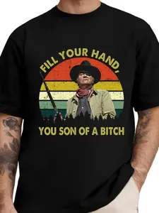 John Wayne Legend Hand Pattern T-Shirt, Vintage Western Rusty Kogburn Shirt, Retro Denim Sweatshirt, Men's Gift, Loose-Fitting Short Sleeve