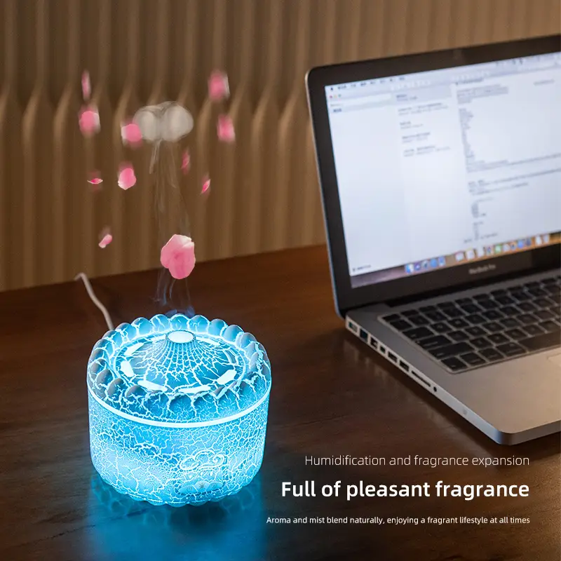 New volcano aromatherapy machine desktop essential oil diffuser flame humidifier home night light ornaments wireless remote control Portable Mini