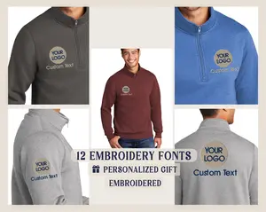 Embroidered - Custom Logo Port & Company Brand Unisex Quarter Zip (1/4-Zip) Sweatshirts - Personalized Gift
