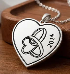 Personalized Teardrop Heart Necklace Stainless Steel – Custom Engraved Heart Pendant - Gift