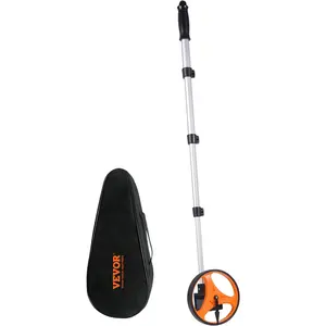 Measuring Wheel, 6.3" Wheel Diameter, Telescoping 39.37"-16.53" Range, Measures up to 9,999m, Includes Carrying Bag, Suitable for Lawn, Hard,