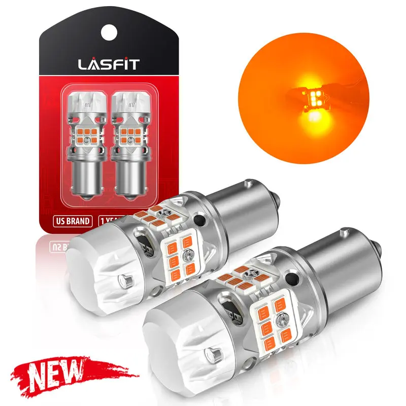 Lasfit 1156 P21W LED Car Turn Signal Bulbs - T3 Series, CanBus-Ready, Amber, 2 PCS, LED Car Lights