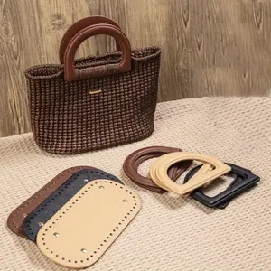 3pcs Woven Bag Material Set: Bag Base + D-Ring Handles DIY Home Craft Bag Creation Accessories for Bags