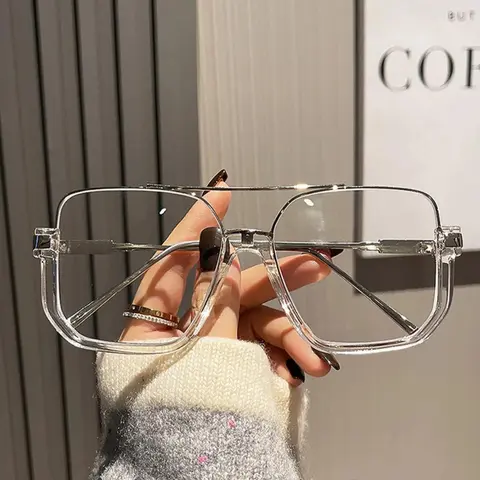Clear Top Bar Design Square Frame Eyeglasses, Stylish Square Frames, Fashion Eyeglasses for Women & Men, Fashion Eyeglasses for Work, Daily Clothing Decor, Perfect for Student Daily Use