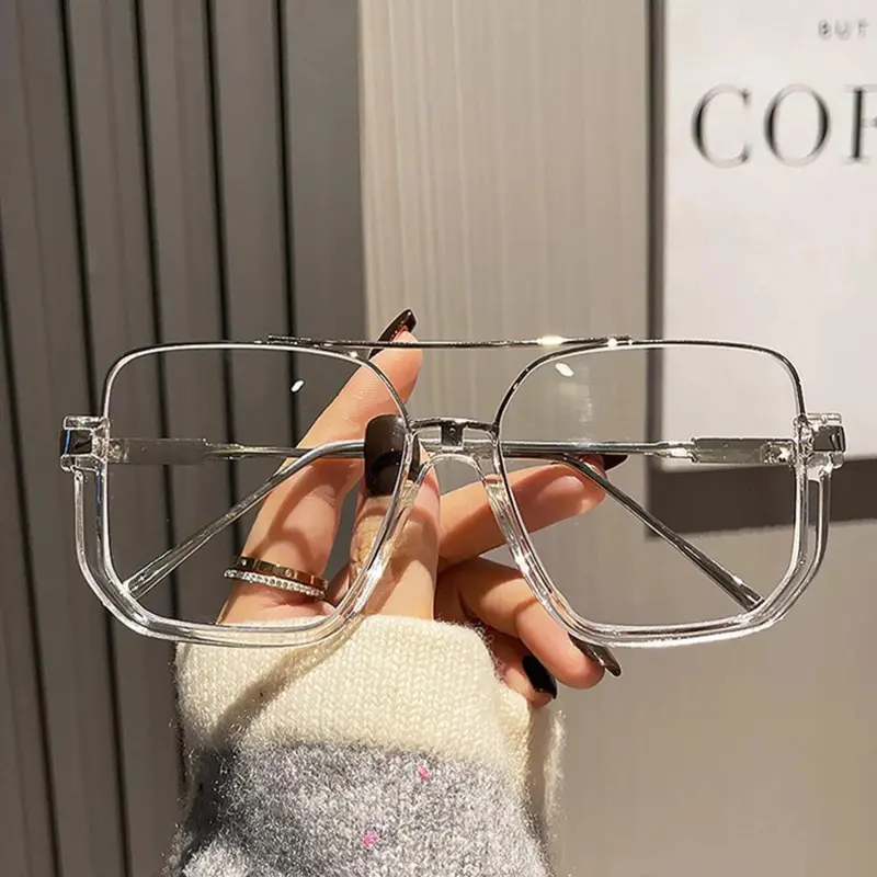 Clear Top Bar Design Square Frame Eyeglasses, Stylish Square Frames, Fashion Eyeglasses for Women & Men, Fashion Eyeglasses for Work, Daily Clothing Decor, Perfect for Student Daily Use