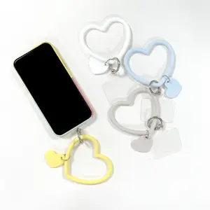 4Pcs Solid Color Silicone Keychain,Heart Shape Phone Lanyard,Anti Lost Key Ring Wristband,Unisex Portable Phone Key Holder,Daily Outdoor Accessory