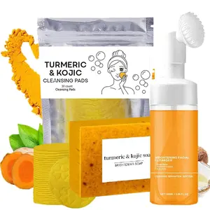 Turmeric Wash and Care Three Piece SetTurmeric Tablets, Turmeric Cleansing Mousse,Turmeric Soap Facial Cleansing Skincare FacialCleansing Cleanser