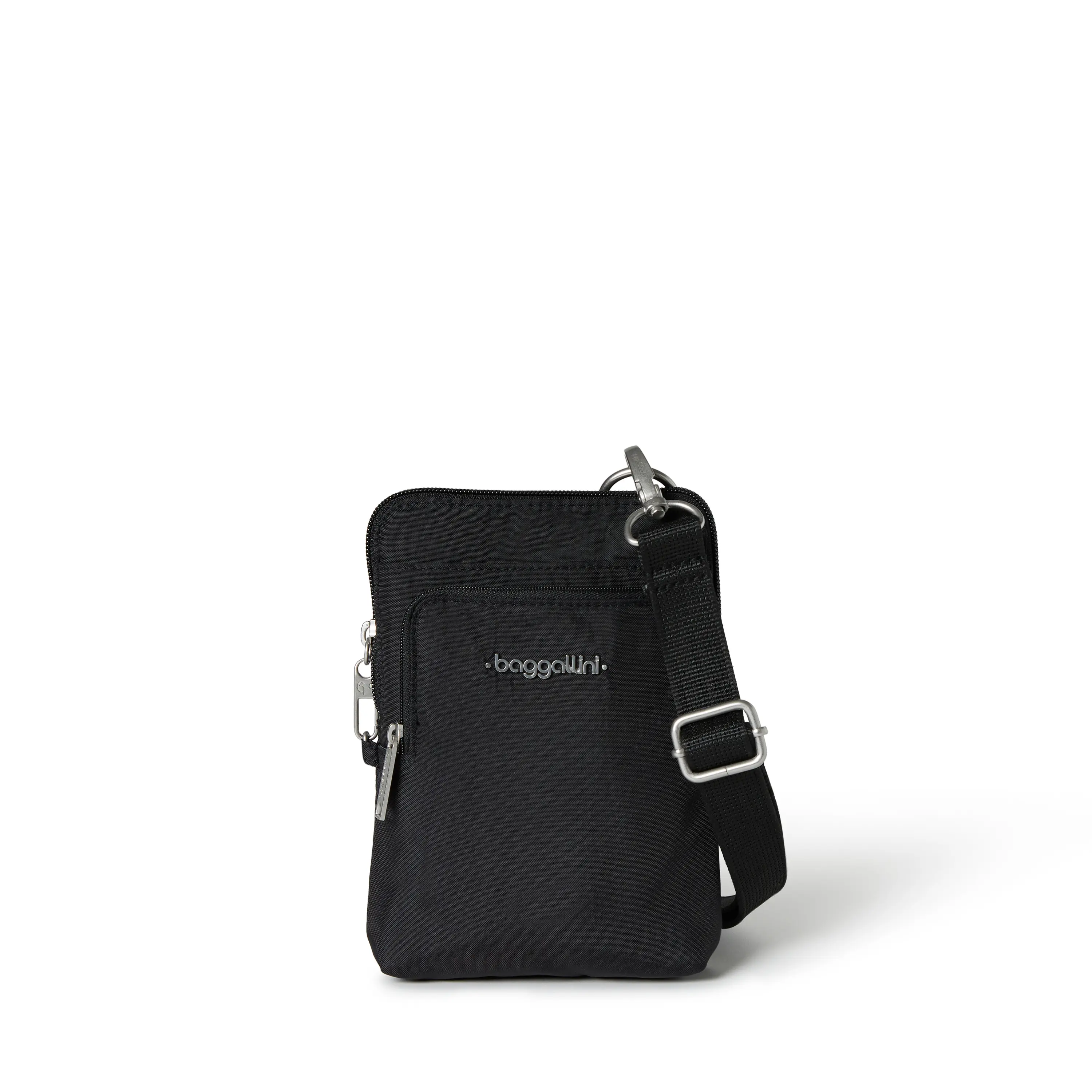 Baggallini Women's Securtex Anti-Theft Nylon Plain Small Crossbody & Shoulder Bag with RFID Protection, Built-In Strap