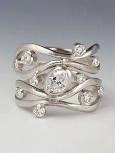 1pc Elegant Cubic Zirconia Ring For Women For Wedding Engagement Anniversary Jewelry Valentine's Day Gift Stackable Rings