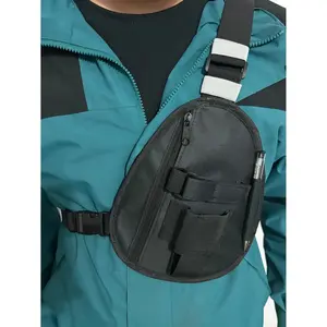 Black Adjustable Walkie-Talkie Shoulder Strap Bag - Durable Zippered Pouch with Multiple Compartments, Ergonomic Design for Baofeng -5R, -21 PRO, Quan-K5, K6 Radios - Secure Hands-Free Carrying, Secure Storage Pouch, Sleek Accessory, Sturdy Construction