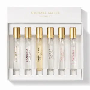 Michael Malul Discovery Set Perfume for Women 6pc Travel Size Gift Set | Vanilla+, Sangria+, Rose+, Citizen Jill, Joie de Vie, Stela Kay | Luxury Mini Fragrance Sampler Set