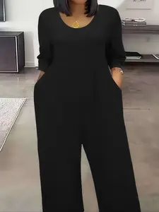 Fashion Plus Size Fitted Leisure Jumpsuit