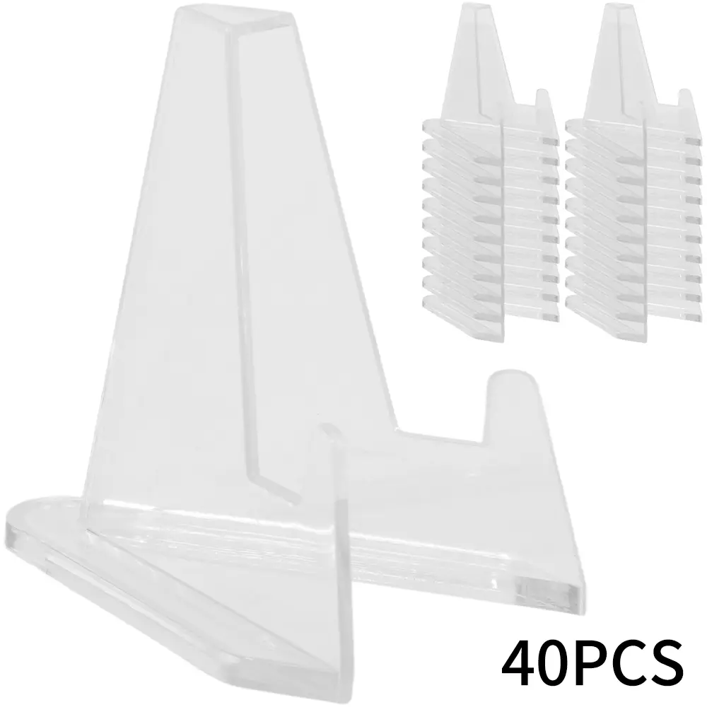 40 pcs Small Clear Display Stand Arcylic Card Display Stands Clear Mini Coin Display Easel Holder for Sports Graded Challenge Coin Trading Baseball Psa Football Card