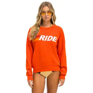 RIDE LOGO WHITE CREW SWEATSHIRT - ORANGE