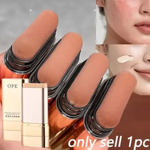 Foundation Stick Concealer, Waterproof Sweatproof All-Day Wear, Full Coverage Dark Spots, Lightweight Blend, Brush, Student Daily