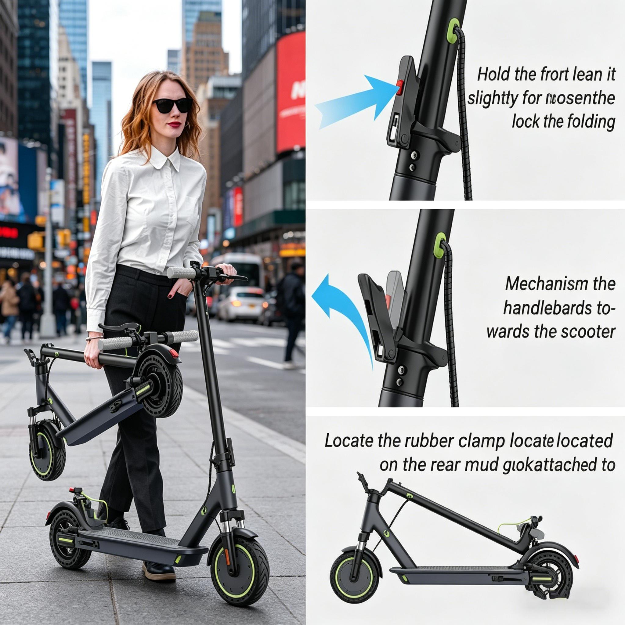 A Foldable Electric Scooter for Adults 8.5/10/14" Solid Tires 350W/500W Up to 24 Miles Long Range Safe Dual Braking & App Control
