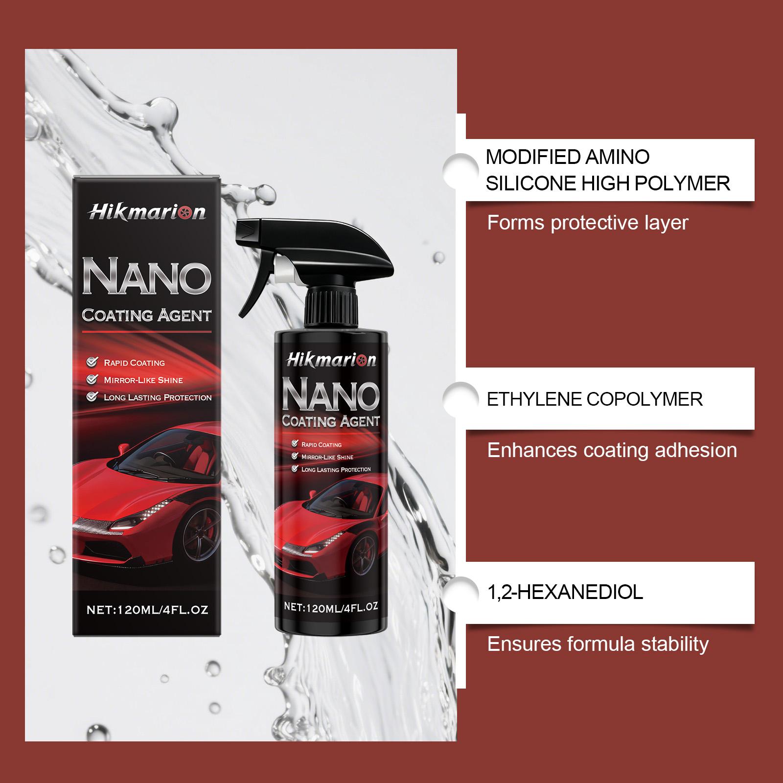 Nano Coating Agent Spray - Rapid Ceramic Car Coating, Mirror-Like Shine & Long-Lasting Hydrophobic Protection, Quick & Easy Paint Sealant 120ml/4 fl oz