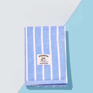 [Limited Edition New Product] Miniso Snoopy Around the Sea Diary Series Pure Cotton Striped Towel Cute, Soft, and Absorbent Bath Towel