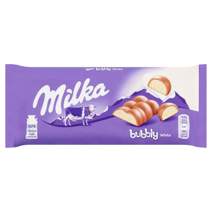 Milka Bubbly White Chocolate Bar – Aerated White Chocolate, Single Count