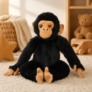 Realistic Long Limbs Chimpanzee Plush Toy, Cute Black Monkey Stuffed Animal | Jungle Themed Soft Plush, Sleep Buddy & Sofa Decor, Emotional Support Companion, Great Gift for Kids, Teens, Girlfriends & Plush Collectors, Adorable Home Decoration Plushie