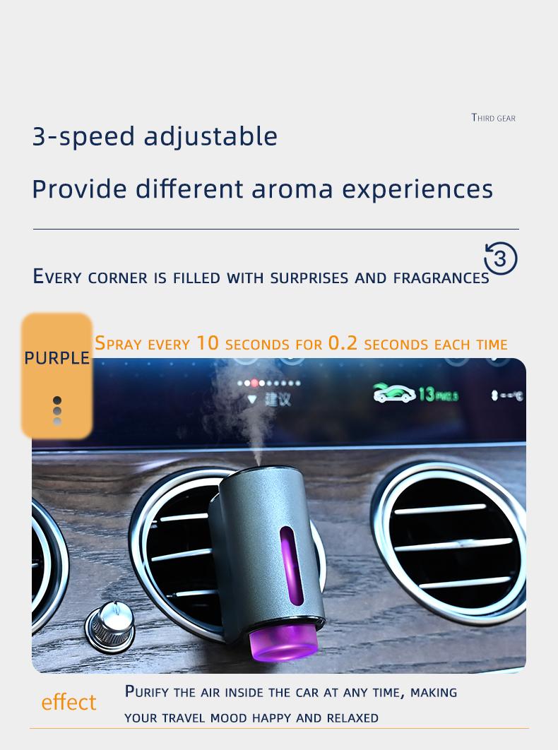 Car Air Freshener viral smart car scents Vent Clip Diffuser w/ RGB Light | AI Auto Start Stop Sensor | USB Rechargeable Essential Oil Nano Mist Odor Eliminator | 3 Modes Baby Safe Perfume | Metal Aesthetic Auto Interior Accessories Gift Set