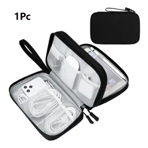 Large Travel Cable Organizer Bag, Portable Waterproof Dual-Layer Storage Pouch for Cables, Chargers, Phones, Travel Organization Pouch