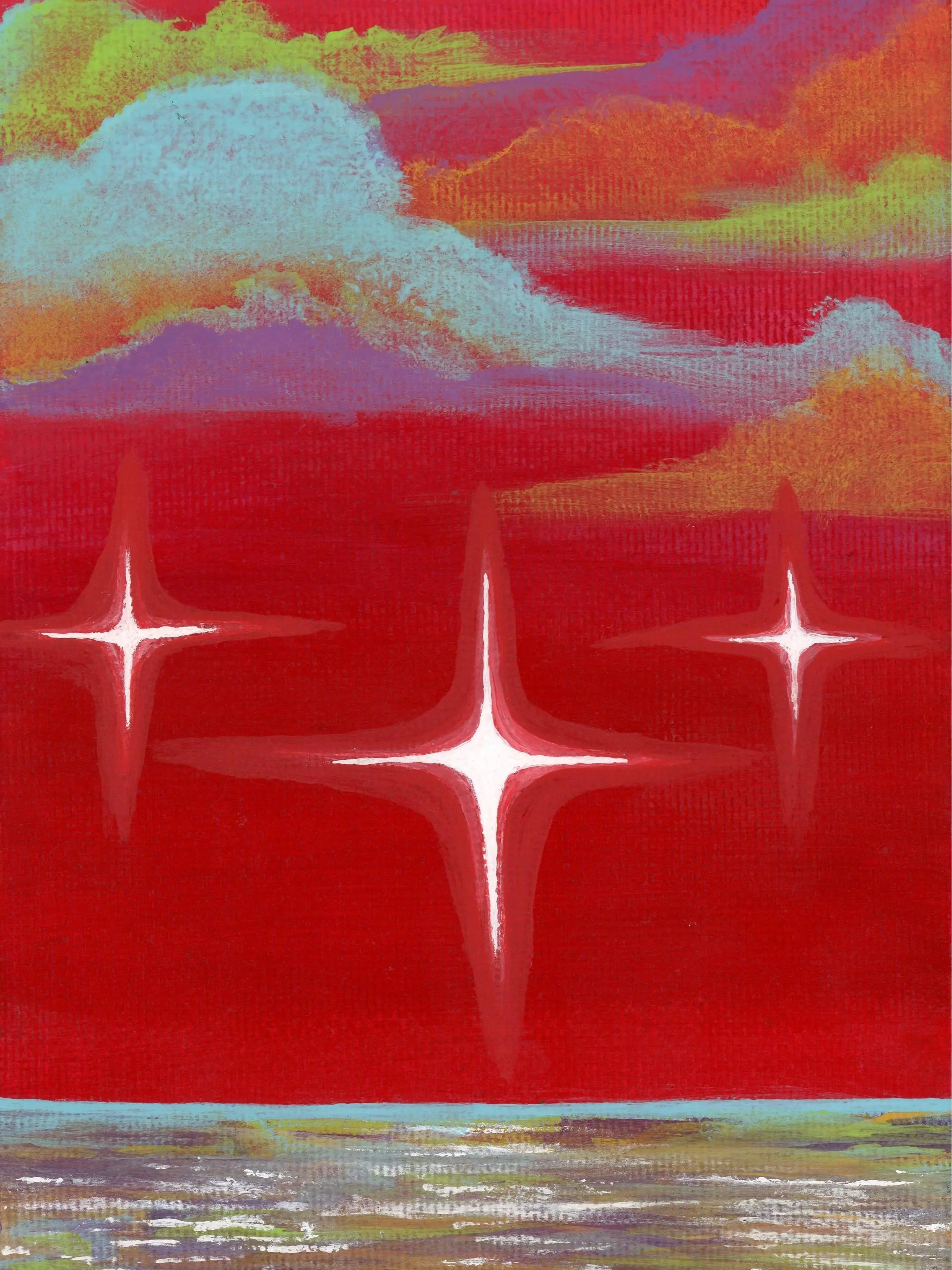 acrylic painting/print "Invasion" size 5×7. printed on premium paper.