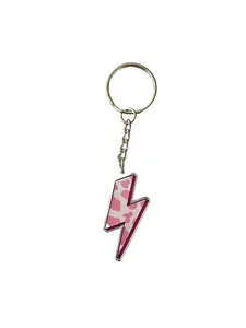 Pink Cow Print Lightning Bolt Keychain
