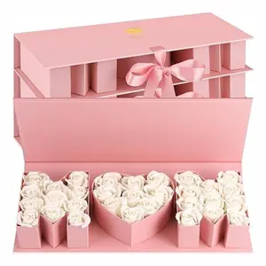 4 Pack Empty Flower Gift Box for Mom, Mother's Day Thicker Letter Shaped Fillable Chocolate Candy Boxes