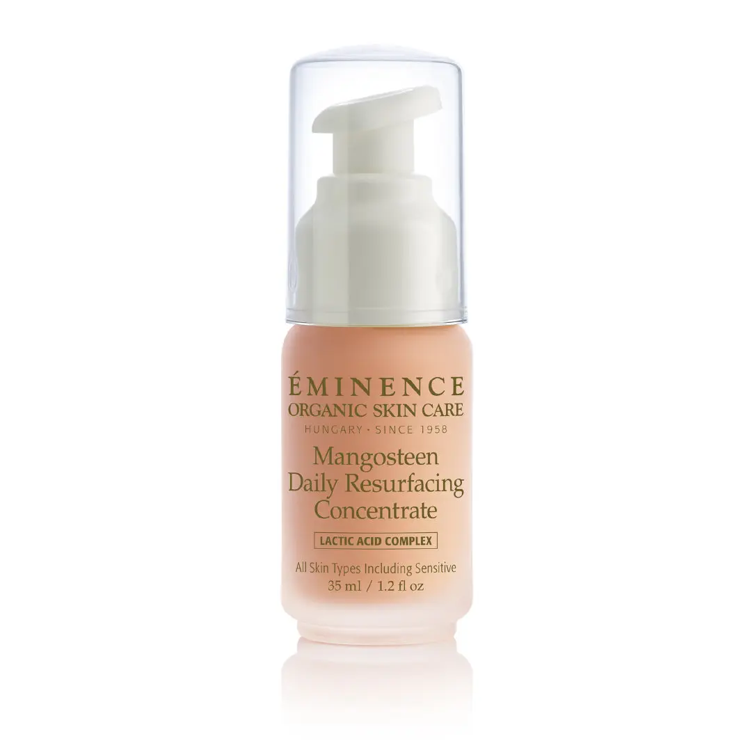 Eminence Organics Mangosteen Daily Resurfacing Concentrate - Gentle AHA Lactic Skincare Serum for Exfoliating, Pore Refining, and Boosting Smoother Radiant Skin