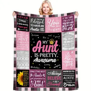 1pc Mother's Day gift blanket for Aunt, Gift for Aunt, Thanksgiving gift for Aunt from niece, Christmas gift for best aunt Hug blanket, sofa blanket, throwing blanket, Slogan Print blanket