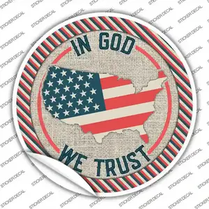 In God We Trust USA Stripes Novelty Circle Sticker Decal