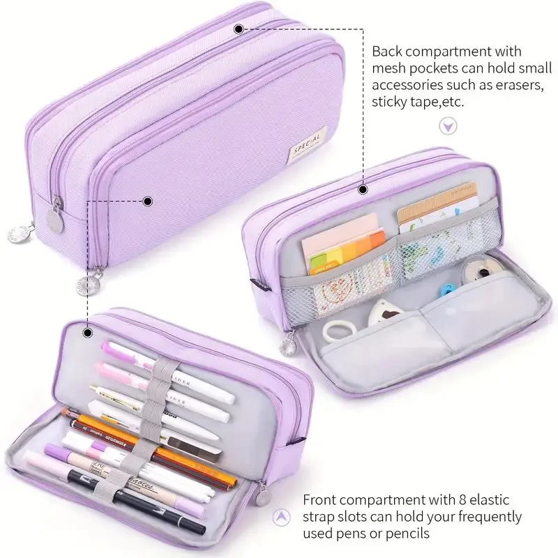 Expandable Fashion Multi-Layer Oxford Pencil Case, Pencil Bag, Unisex Office Learning Essential, Large Capacity Organizer, Coin Purse Included
