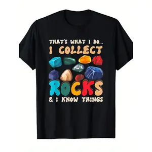 Mens Retro and Mineral TShirt Featuring Humorous Geology Graphics with Stone Print Casual Short Sleeve Top for Mining Enthusiasts Outdoor Activities and Everyday Wear