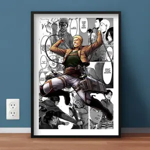 Attack on Titan Anime Manga Poster Art Print, AoT Reiner Braun Levi Mikasa Vintage Japanese Wall Decor Artwork Christmas Gift