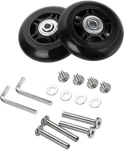 70mm x 24mm 2 count Luggage Suitcase Replacement Wheels, Rubber Swivel Caster Wheels Bearings Repair Replacement Parts for Carry-on Roller Bag, Suitcase Bag, Trolley Bag