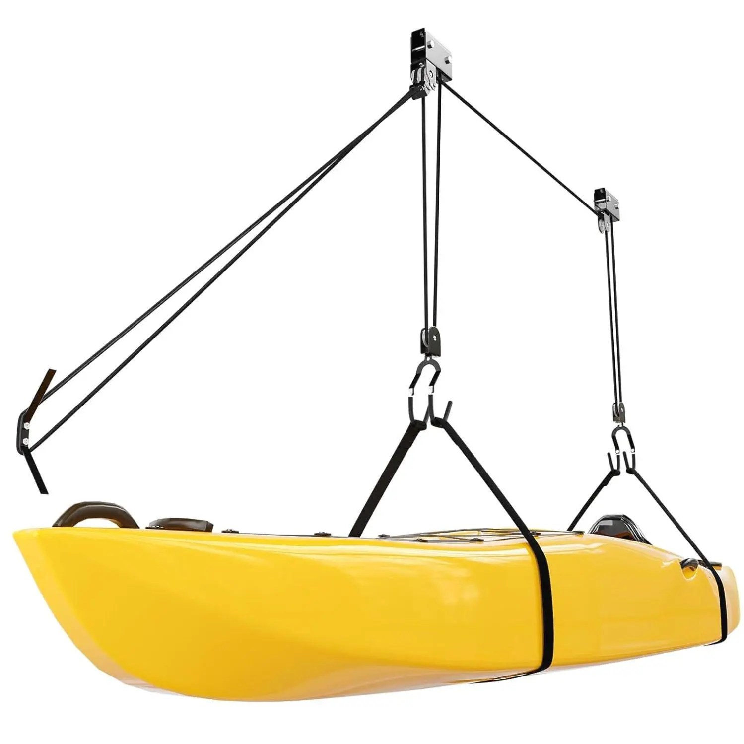 Bonnlo Pulley System Kayak Hoist, Garage Ceiling Storage Canoe Lift with 150 lbs Capacity Even Works as Bike Lift, Up to 14 ft Ceiling