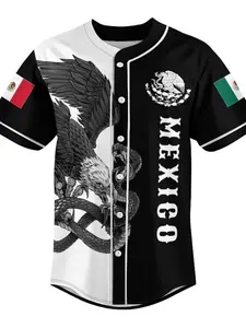 The Mexican Heat baseball jersey is sporty and fashionable, featuring green, white, and readjusted buttons! Mexican hot weather baseball jersey, stylish button design, suitable for sports fans and casual wear, sportswear, casual shirts