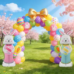 Easter 59-Inch Blue and Standing Giant Rabbit Balloon, Easter Party Decor, Indoor Atmosphere Backdrop, Photo Prop, Surprise Gift, Versatile Use