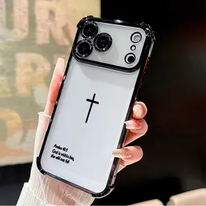 Faith Cross with Case for iPhone 17 Air 16 Pro Max 15 Plus 14 13 12 11 XS X Drop Protection Shockproof Soft Silicone smartphone Cover