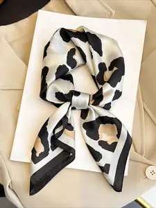 1pc 70*70cm Leopard Print Bandana, European And American Fashion Style, New Women Square Scarf, Casual Headband, Neck Scarf For Professional Outfit, Party Gift, Thin