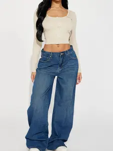 Chelsea Drop Waist Baggy Jeans - Medium Wash