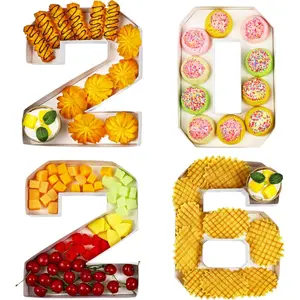 2026 Cardboard Numbers for Charcuterie, 4 Pack, 10.25 inch Fillable 2026 Numbers- Charcuterie Tray for Graduation Parties, Candy Display Box - Cardboard Decor, White