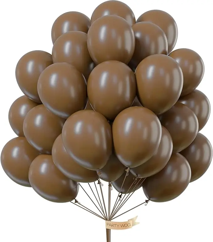 PartyWoo 50-Pack 12-Inch Brown Round Rubber Latex Helium Balloons, Bohemian Neutral Nature Decor for Baby Showers, Parties, Room Decorating Supplies, Room Decor, Arch Backdrop Balloons