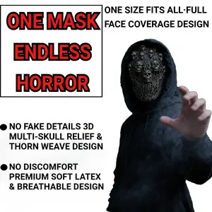 Vintage Horror Devil Mask，Doomsday Little Skull Mask,Gothic Post-Apocalyptic Multi-Skull Mask, Handcrafted 3D Skull Root Replica, Premium Durable Material, Ideal for Cosplayers & Horror Lovers, Halloween LARP Haunted House Prop for Role Play & Decor