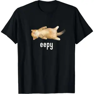 100% Cotton Unisex Eepy Cat, Silly Sleepy Cat Meme T-Shirt