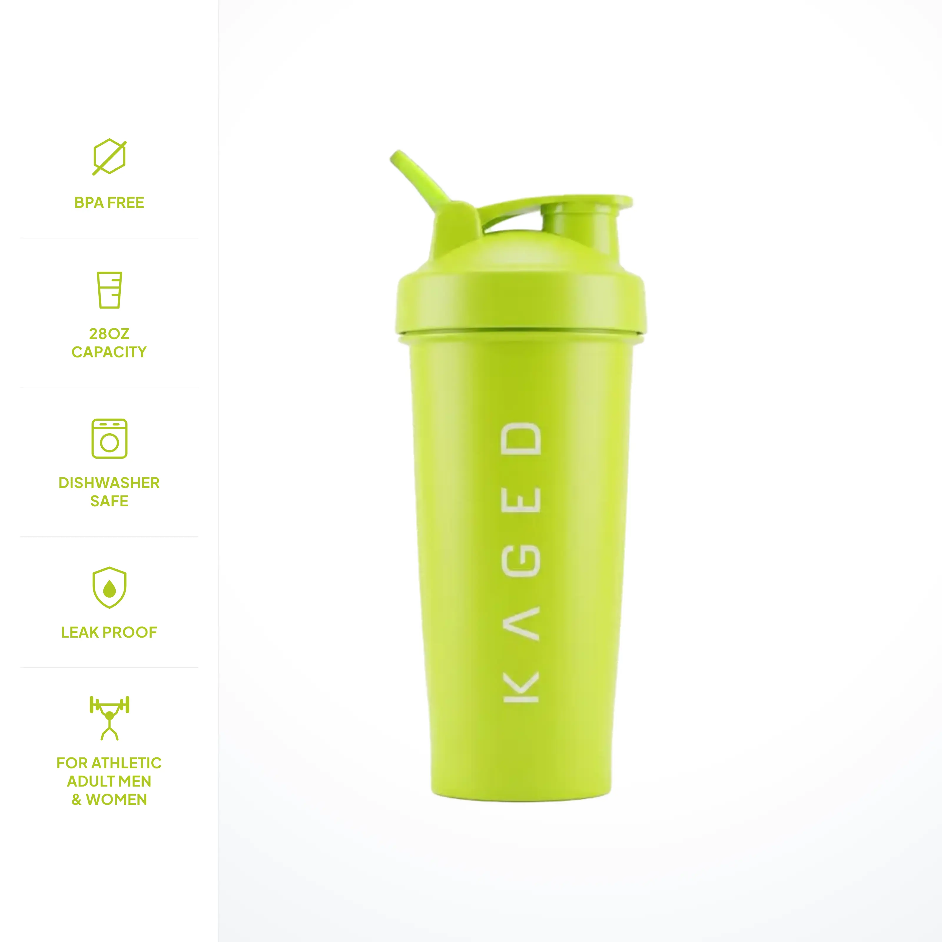 Kaged 28oz Protein Shaker Bottle for Men & Women, Volt | BPA-Free Leak-Proof Shaker Cup with Wire Whisk Ball for Protein, Pre-Workout, Creatine & BCAA | Dishwasher Safe Gym Essentials Water Bottle